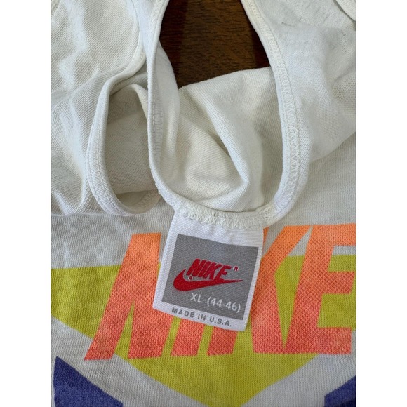 Vintage Nike Tank Top Mens XL White Abstract Graphic Sleeveless Made USA 80s - Picture 4 of 6